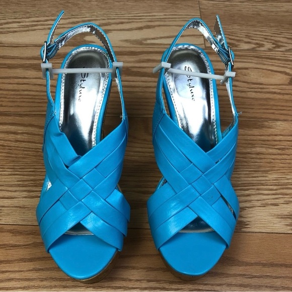 STYLUXE Mummy Blue Turquoise Cork Wedge with Silver – Various Sizes - Picture 3 of 7